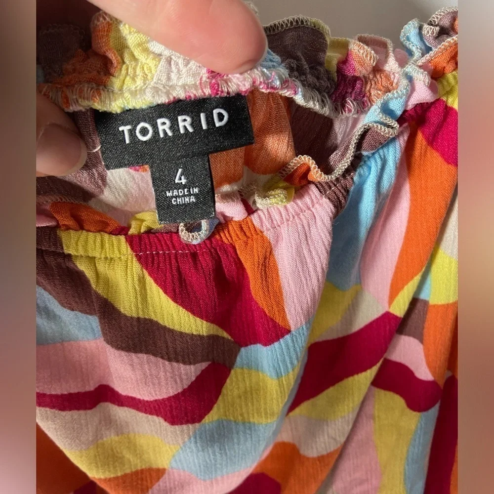 Torrid baby doll peplum multicolor sleeveless blouse women’s size 4X